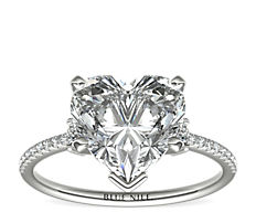 Petite Micropavé Trio Diamond Engagement Ring in 14k White Gold (1/5 ct. tw.)